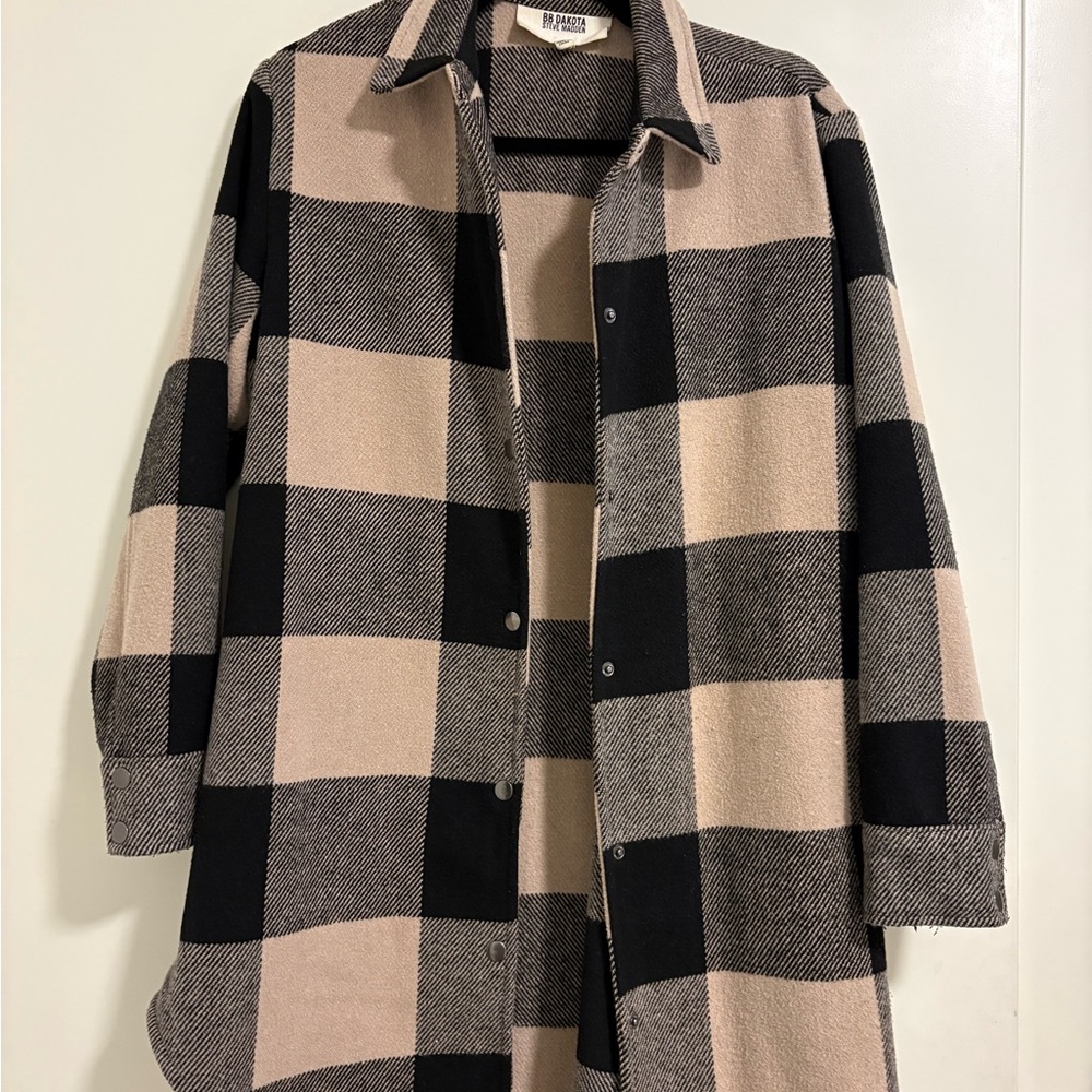 BB Dakota Black and Beige Buffalo Plaid Utility Shacket